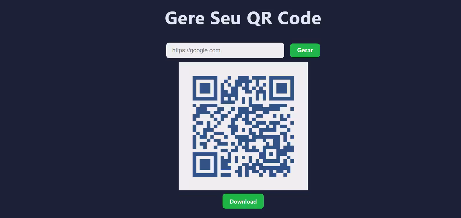 Gerador de QR Code desenvolvido com React, validação de URL e testes com Jest